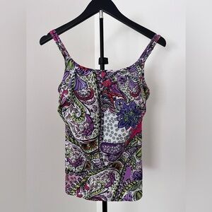 🌺 Anita Colorful Paisley Swim Tank Top | Supportive Cup B | EU 42/US 12